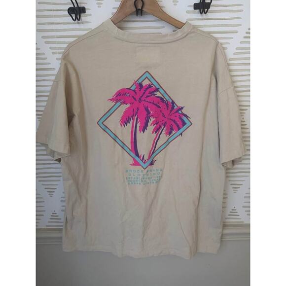 NWOT Brock Brand Clothing Men’s XL Neon Pink Palm Tree T-Shirt - Picture 2 of 2